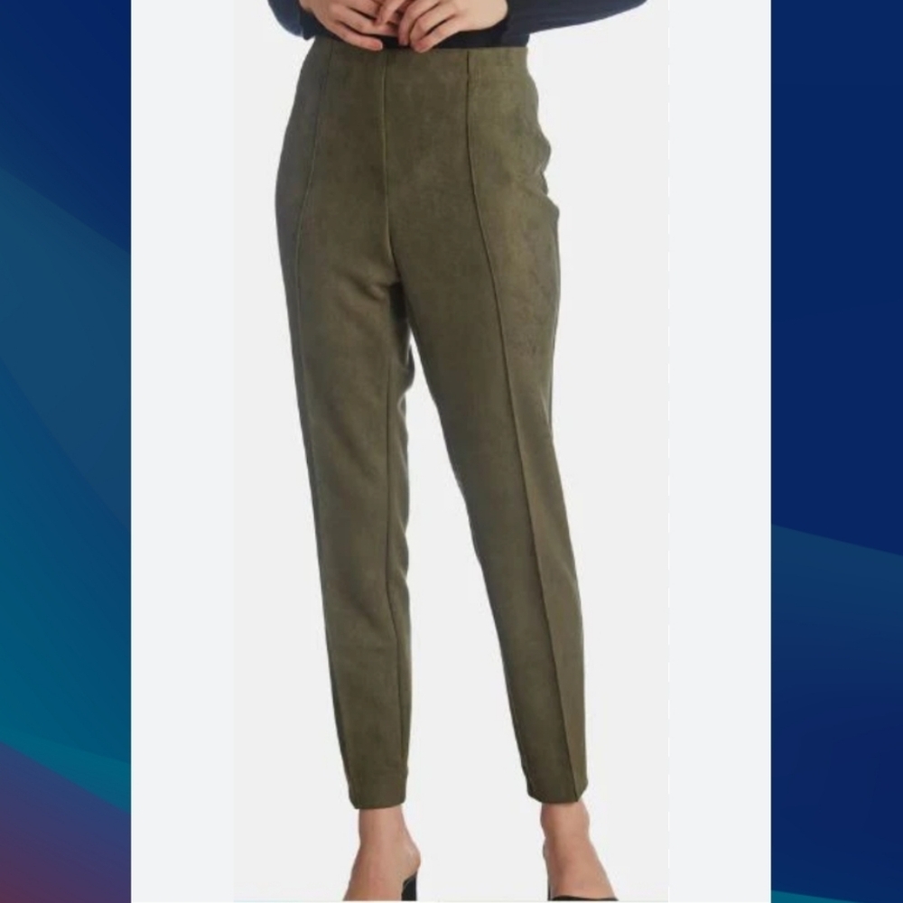 Worthington (Size M) British Olive Green Suede Pull-on Legging Pants (NEW-NWT)